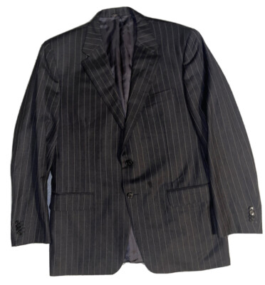 Corneliani Recent Charcoal Stripe 18,25 Micron Fine Wool Suit Jacket Blazer 44R