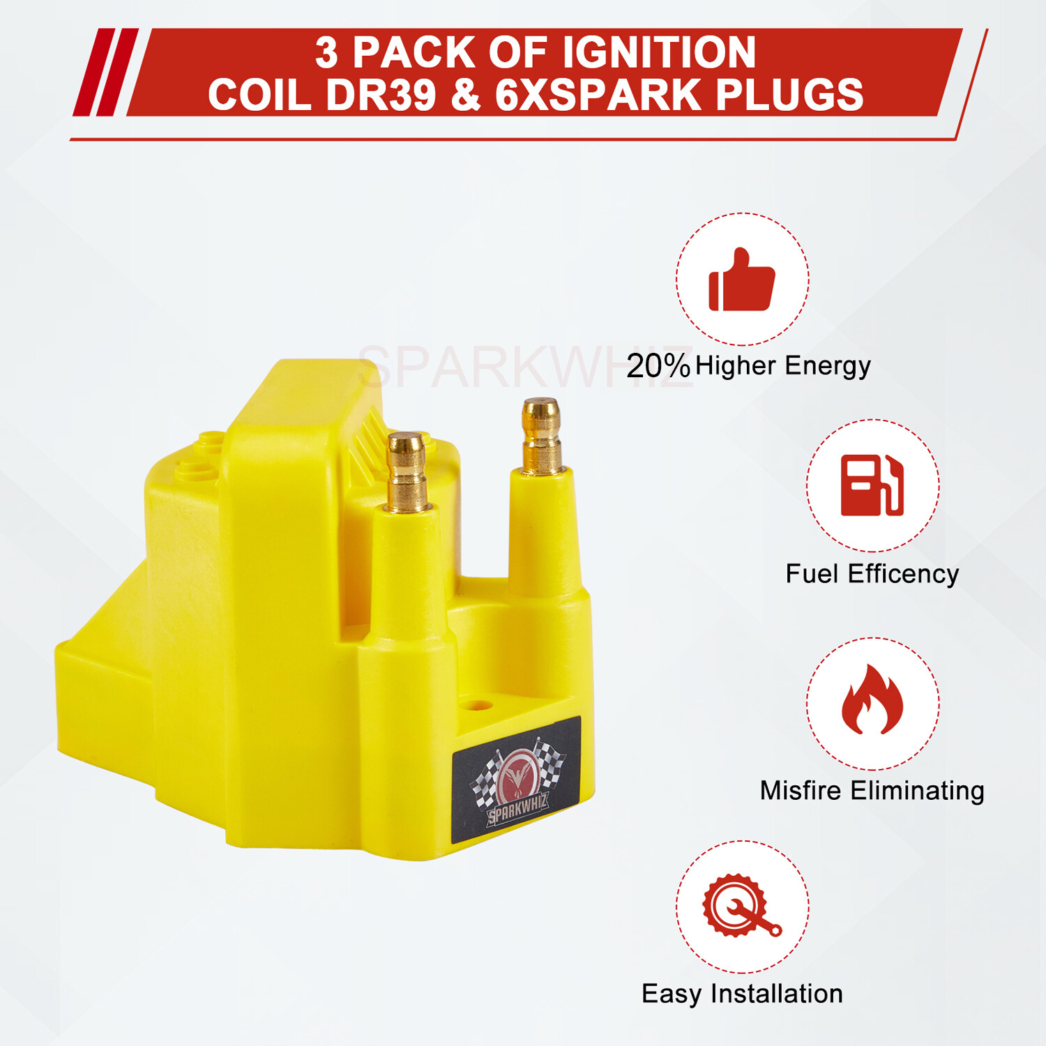 6x Iridium Spark Plug 3x DR39 Ignition Coil + Wires For 96-08 Buick Lucerne 3.8L
