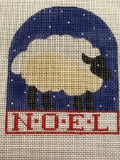 Hand Painted Needlepoint Canvas 18 CT NOEL XMAS ORNAMENT WITH SHEEP