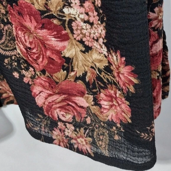 Camisa Emma James Floral Botón Mujer 18W Negra Roja Cottagecore Campesina Retro Foto 4 de 4