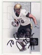 NATE SOLDER COLORADO UNIVERSITY PERSONALIZED  AUTOGRAPHED FOOTBALL CARD 