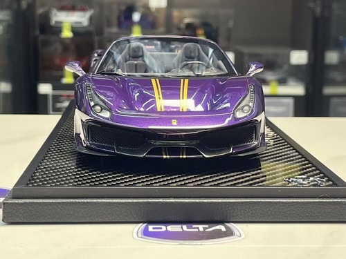 1/18 BBR Ferrari 488 Pista Spider In Viola Hong-Kong With Carbon Wheels - Picture 10 of 13