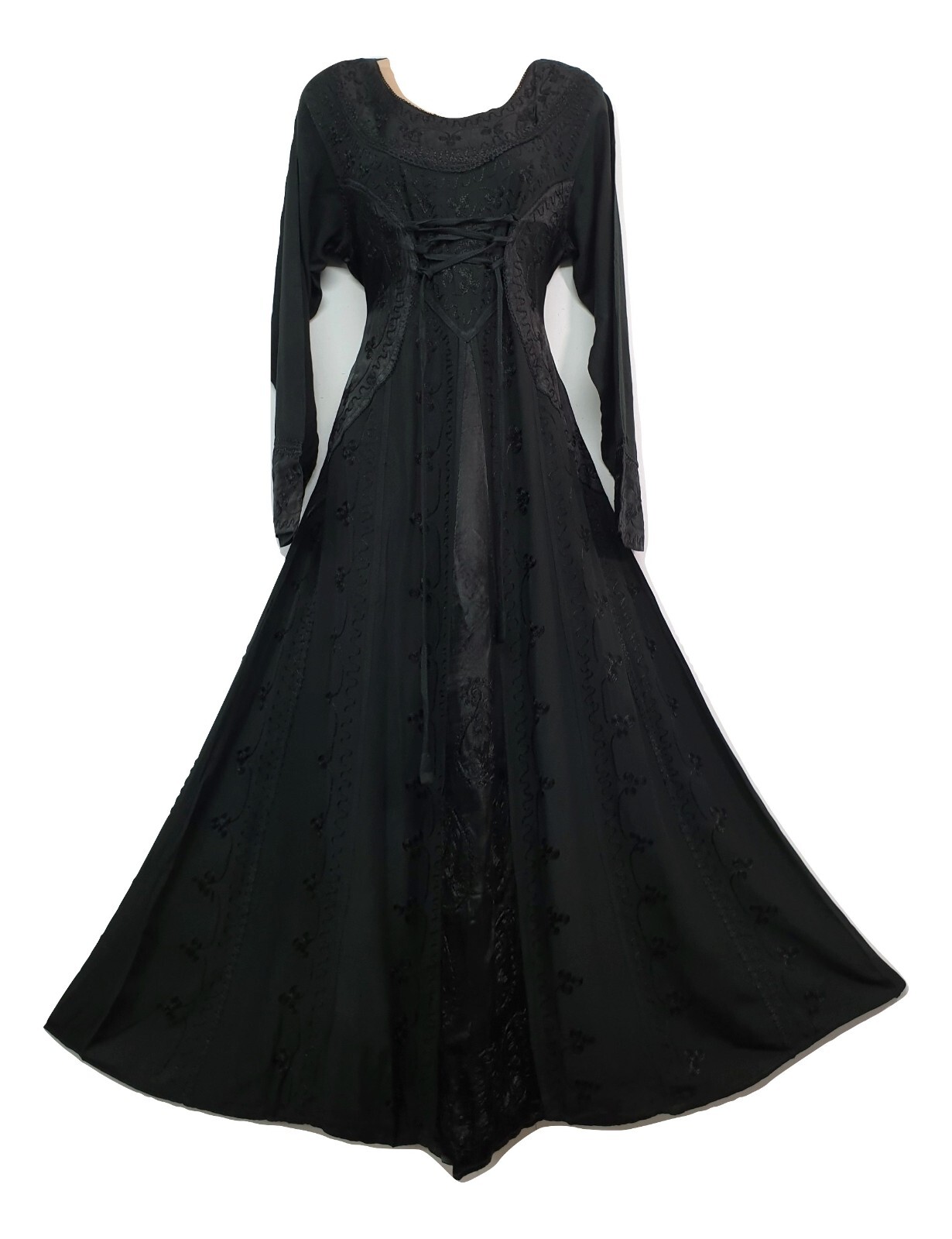 Boho Winter Maxi Dress Long Sleeve Corset Medieval Embroidered Sizes S-2X-image