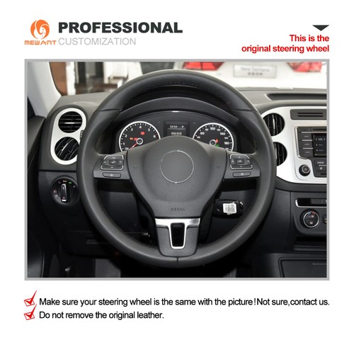 DIY Black Suede Steering Wheel Cover for VW Golf Tiguan Limited Passat Jetta - Picture 2 of 10