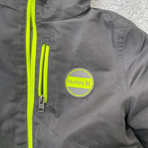 Hurley Jacket Boys Extra Small Black Fleece Lined Coat Insulated Hooded Full Zip - Picture 3 of 9