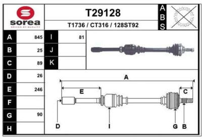 Antriebswelle Gelenkwelle für CITROEN C5 I Break C5 II Automatik Vorne rechts