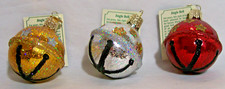 OWC Old World Christmas Blown Glass Jingle Bell 38022 red, gold,  silver music