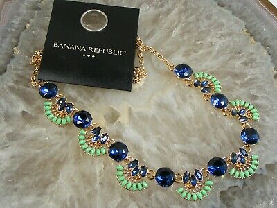 New Gold Pendant Necklace with Blue Stones by Banana Republic $40 Tags #BRN21 New Gold Pendant Necklace with Blue Stones by Banana Republic $40 Tags #BRN21