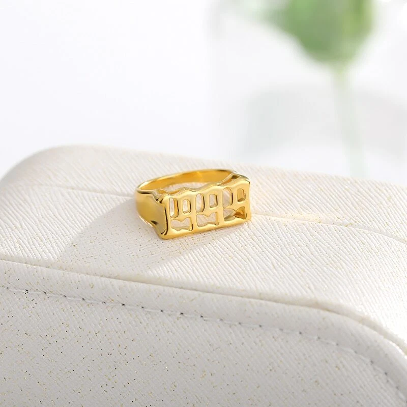 Anillo Vintage Acero Inoxidable Año Nacimiento Mujeres Hombres Gótico Antiguo Inglés Oro Plata Foto 4 de 4