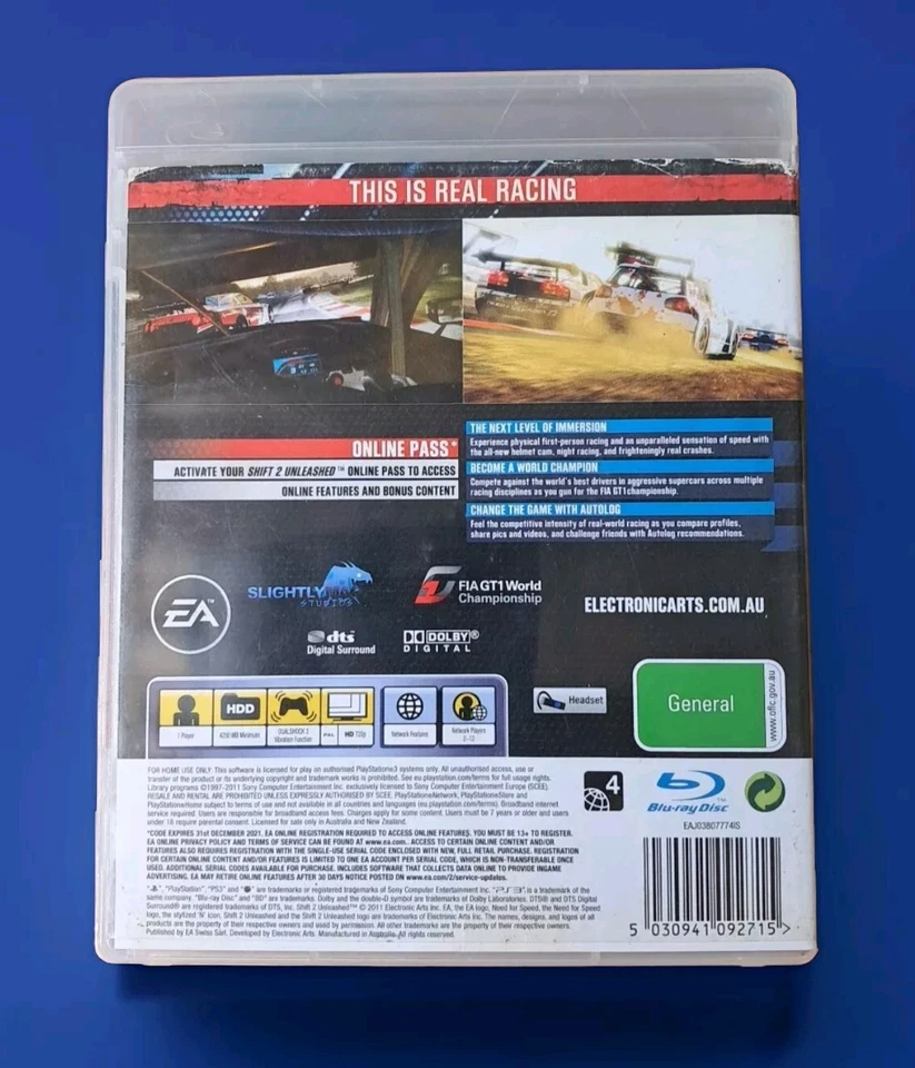 Shift 2 Unleashed Game Sony PlayStation 3, No Manual, Pre-owned * - Image 2 of 2