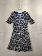 Tiana B Women Dress 16 Blue Poly Blend Floral Lace Short Sleeve Knee Length