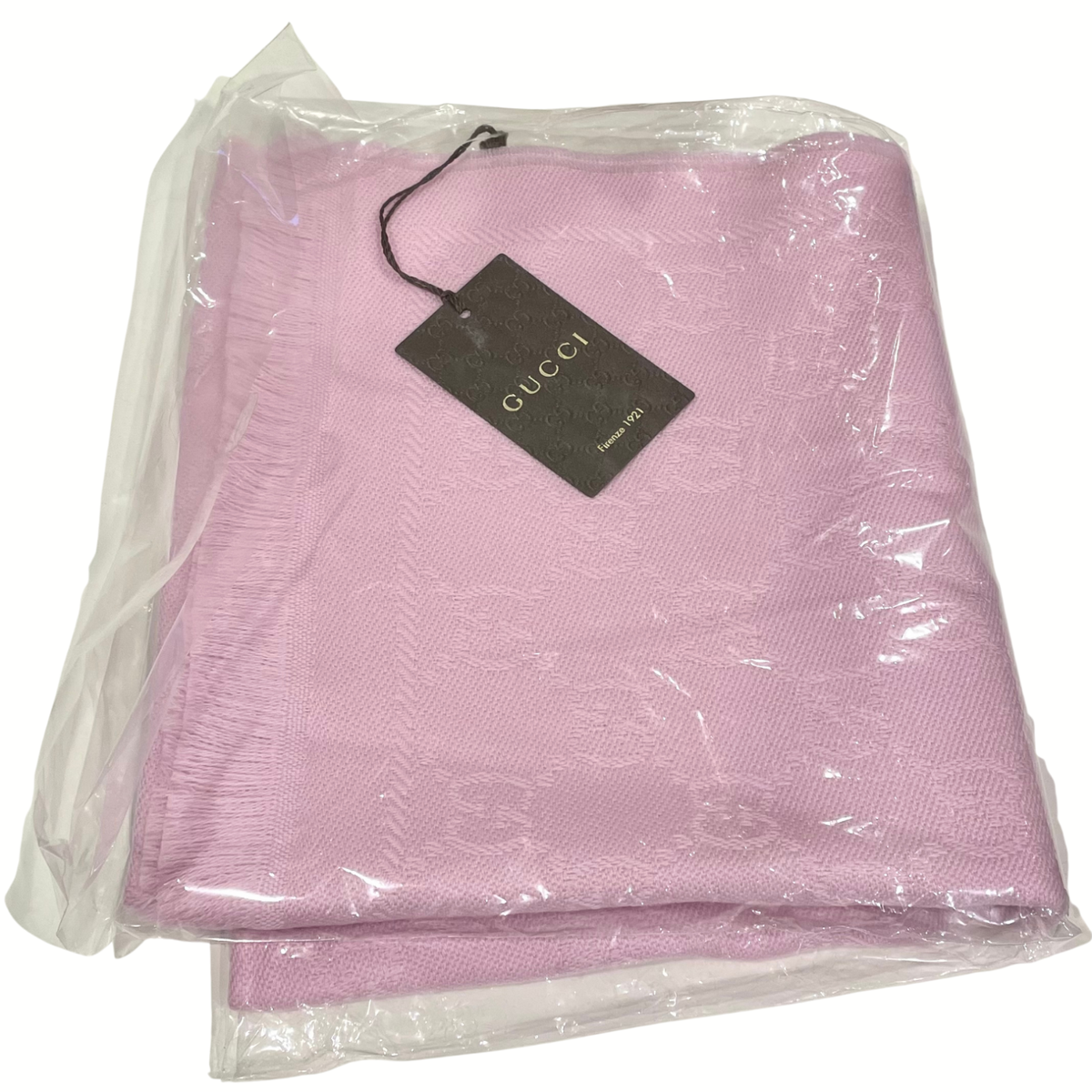 Gucci GG Logo Monogram Wool Jacquard Light Pink 'Sten' Scarf Gucci GG Logo Monogram Wool Jacquard Light Pink 'Sten' Scarf