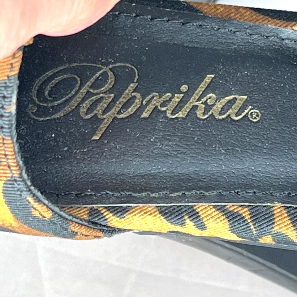 Tacón recortado Paprika para mujer marrón multicolor leopardo punta abierta cremallera 7 Foto 3 de 4