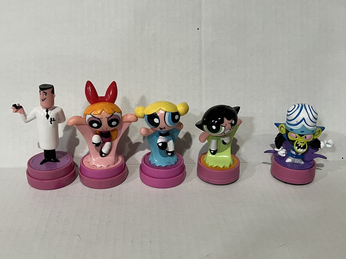 アメリカン雑貨 2001年 ボブとブーブーズ スタンプフィギュア、その他 1991-2001 PowerPuff Girls Ink Stamp Set Of 5 Vartoon Network