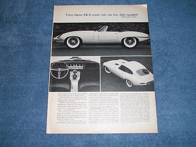 1964 Jaguar XK-E Roadster Vintage Ad ...Comes Only One Way-Fully Equipped''
