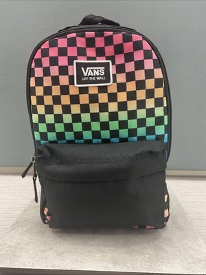 VANS Realm Gradient Rainbow Colored Checkerboard/Black Mini Nylon Backpack