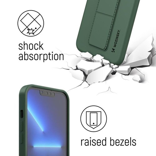 Wozinsky Kickstand Case silikonowe etui z podstawką iPhone 13 mini szare - Zdjęcie 4 z 12