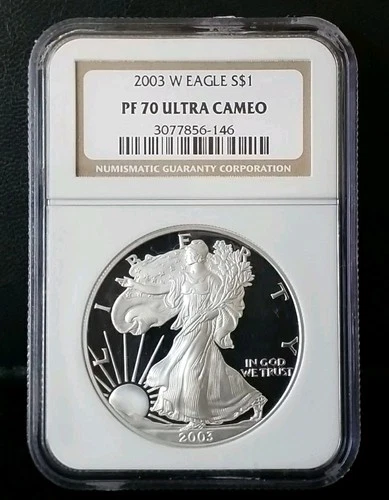 2003 W $1 American Proof Silver Eagle NGC PF 70 Ultra Cameo Brown Label #6725