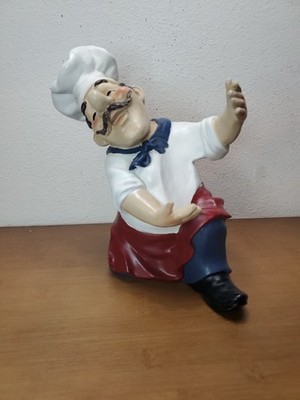 Italian Bistro Fat Chef Statue Italy Restaurant Wine Bottle Holder Kitchen Decor