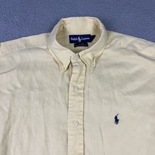 Ralph Lauren Blake Shirt Men Large Yellow Silk Linen Blend Long Sleeve Button Up