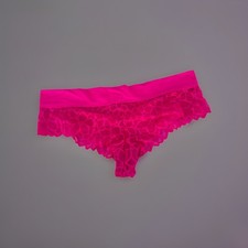 VINTAGE VICTORIA'S SECRET PINK STRETCH CHEEKY PANTY HOT PINK SIZE LARGE