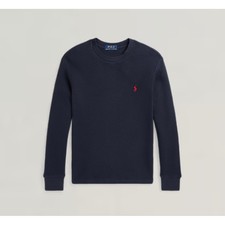 Polo Ralph Lauren Boys Long Sleeve Waffle Knit Crew Neck Shirt Blue 14 - 16