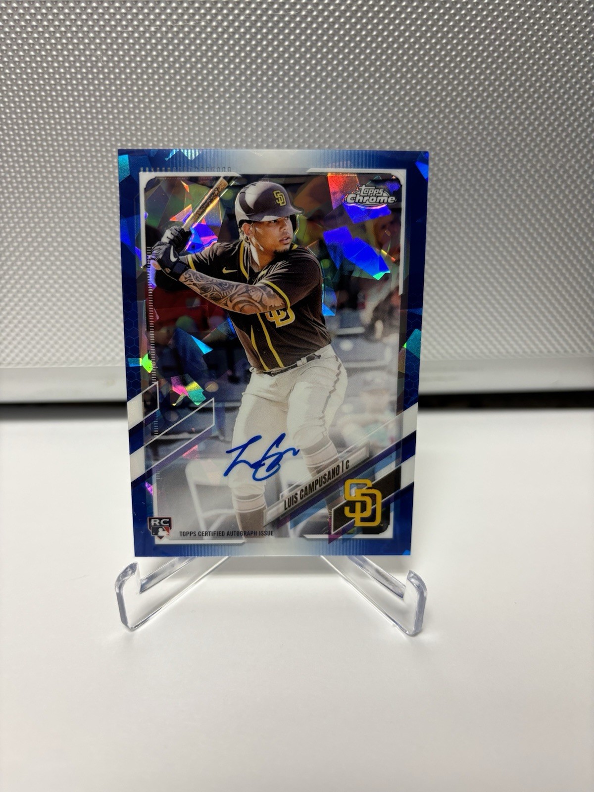 2021 Topps Chrome Sapphire Luis Campusano Blue Cracked Ice Rookie Auto