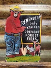 VINTAGE SMOKEY BEAR PORCELAIN SIGN OLD US FOREST SERVICE NATIONAL PARK FIRES USA