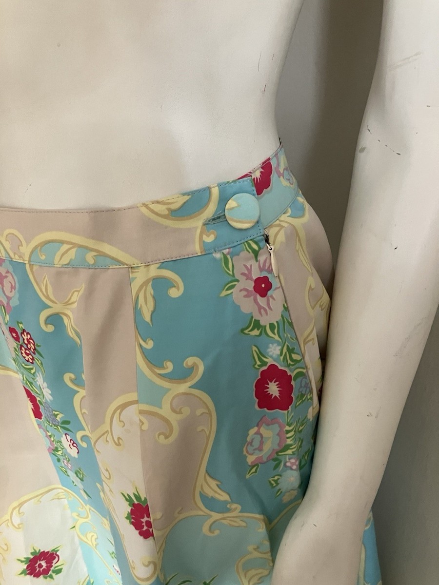 Blumarine S/S 2001 Runway Floral Sequin Skirt Blue IT 48 US 10