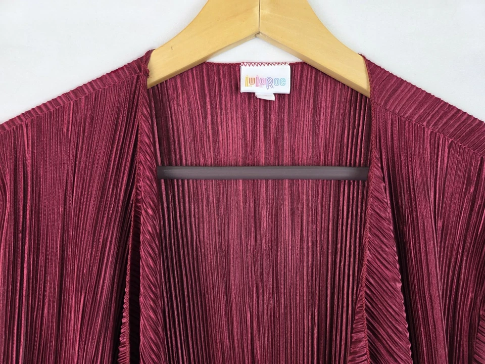LuLaRoe Shirley Womens Kimono Sz Small Burgundy Open Front Half Sleeve Cardigan - Image 2 of 4