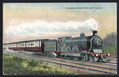 Caledonian Railway, West Coast Express, englische Eisenbahn, Ansichtskarte 