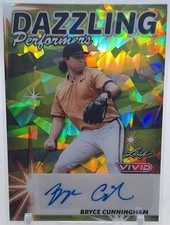BRYCE CUNNINGHAM 2024 LEAF VIVID DAZZLING PERFORMERS YELLOW CRYSTALS AUTO #1/10
