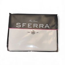 Sferra Celeste Cotton Percale White Queen Flat Sheet