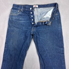 Levis 501 Jeans Mens 36x28 Blue Button Fly Pants Distress Faded Dark Tag38x30 