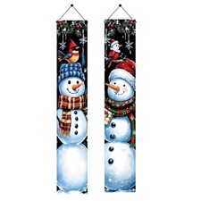 2PCS Christmas Snowman Porch Banners 71 x 12 Inch Vertical Holiday Door Decor...