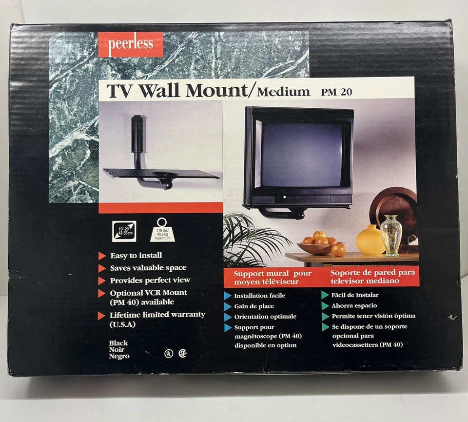 CRT TV Wall Mount Holds up to 110 Pounds For 19-20 Inch Tube TV’s PM 20 Peerless - Image 3 of 4