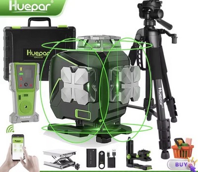 New 4D Self-Leveling Laser Cross Line LCD Screen Remote Tripod Bluetooth App