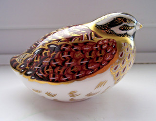 ROYAL CROWN DERBY DAPPLED QUAIL BIRD EXTRA MAKERS MARK GOLD STOPPER FIRST 1st