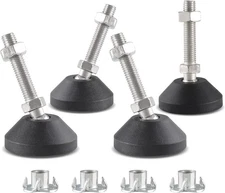 4 Pcs M10 Leveling Feet with T-Nut Anti Skid Threaded Rubber Adjustable Swivel