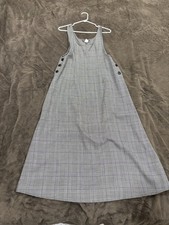 Black and White Plaid Dress Women’s Side L Ankle Length A-Line
