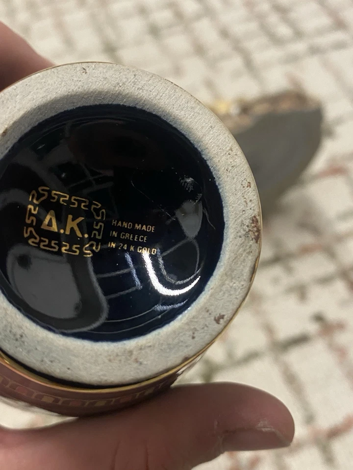 Handmade Greek Miniature Vase – 24k Gold Detail – A.K. Greece - Image 2 of 4