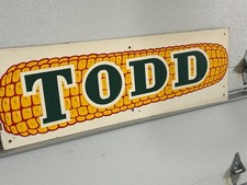 Todd Hybrid Seed Corn Dealer Advertising Sign 36x12 Large Gas Oil Masonite Todd Hybrid Seed Corn Dealer Advertising Sign 36x12 Large Gas Oil Masonite
