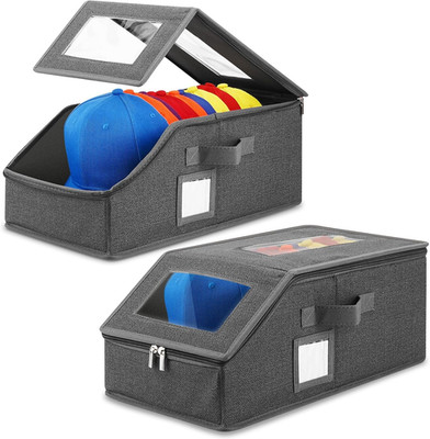 Stackable Baseball Cap Organizer - 2 PCS with Transparent Window, Holds 30 Caps