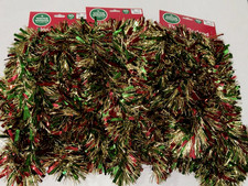 Winter Wonder Lane Tinsel Garland - Red Gold and Green 10 Ft. Ea. - Lot of 3