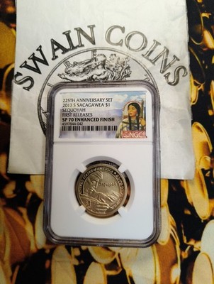 2017 S $1 SACAGAWEA SEQUOYAH  NGC SP70 ENHANCED FINISH, First Release E10-122