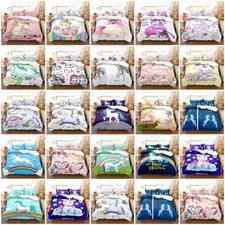 Image of Pastel Unicorn Sweet Dreams 3D Duvet Cover Pillowcase Bed Set Single Double King