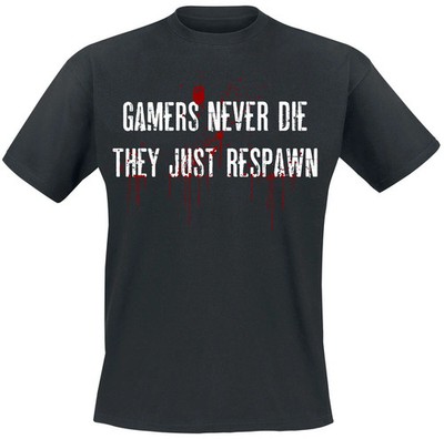Gaming-Sprüche T-Shirt Herren Gamers Never Die schwarz