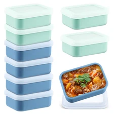8 Pcs 1 Cup Silicone Freezer Trays with Lid - Rectangle Soup Freezer Containe...