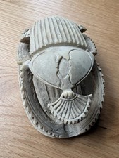 Ägyptischer Skarabäus Käfer Alabaster Statue Pharao Relief Sockel Deko Figur