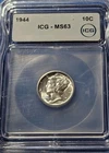 A 1944 Mercury Dime ICG MS63 90% Silver-Blast White!